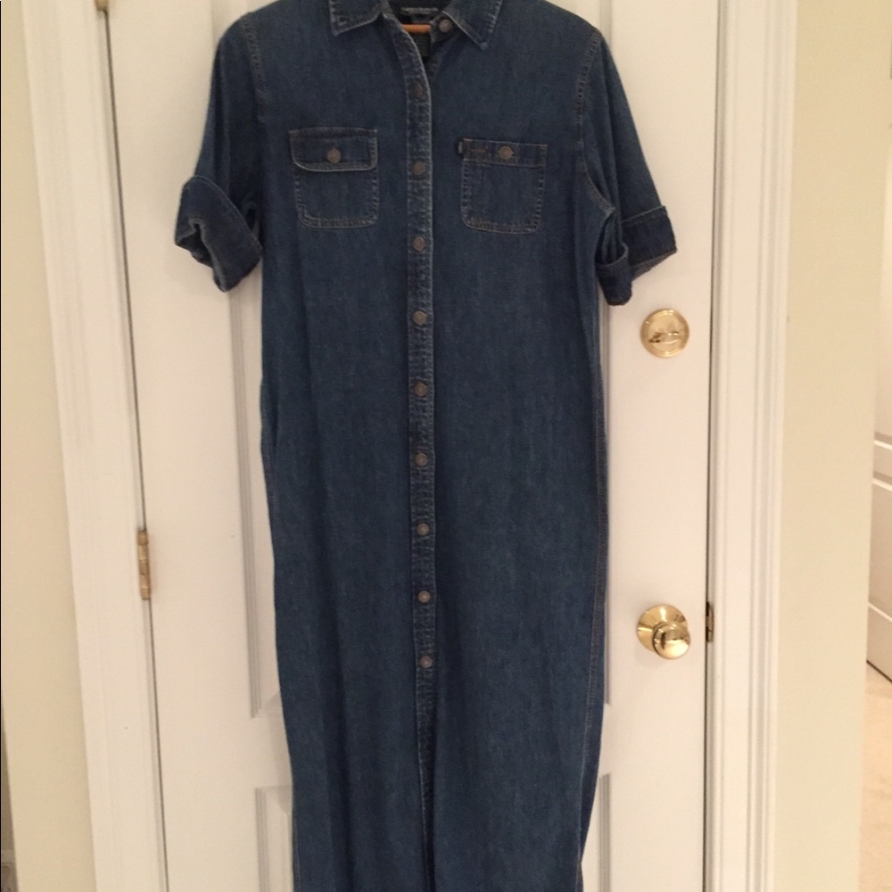 Long denim A-line dress